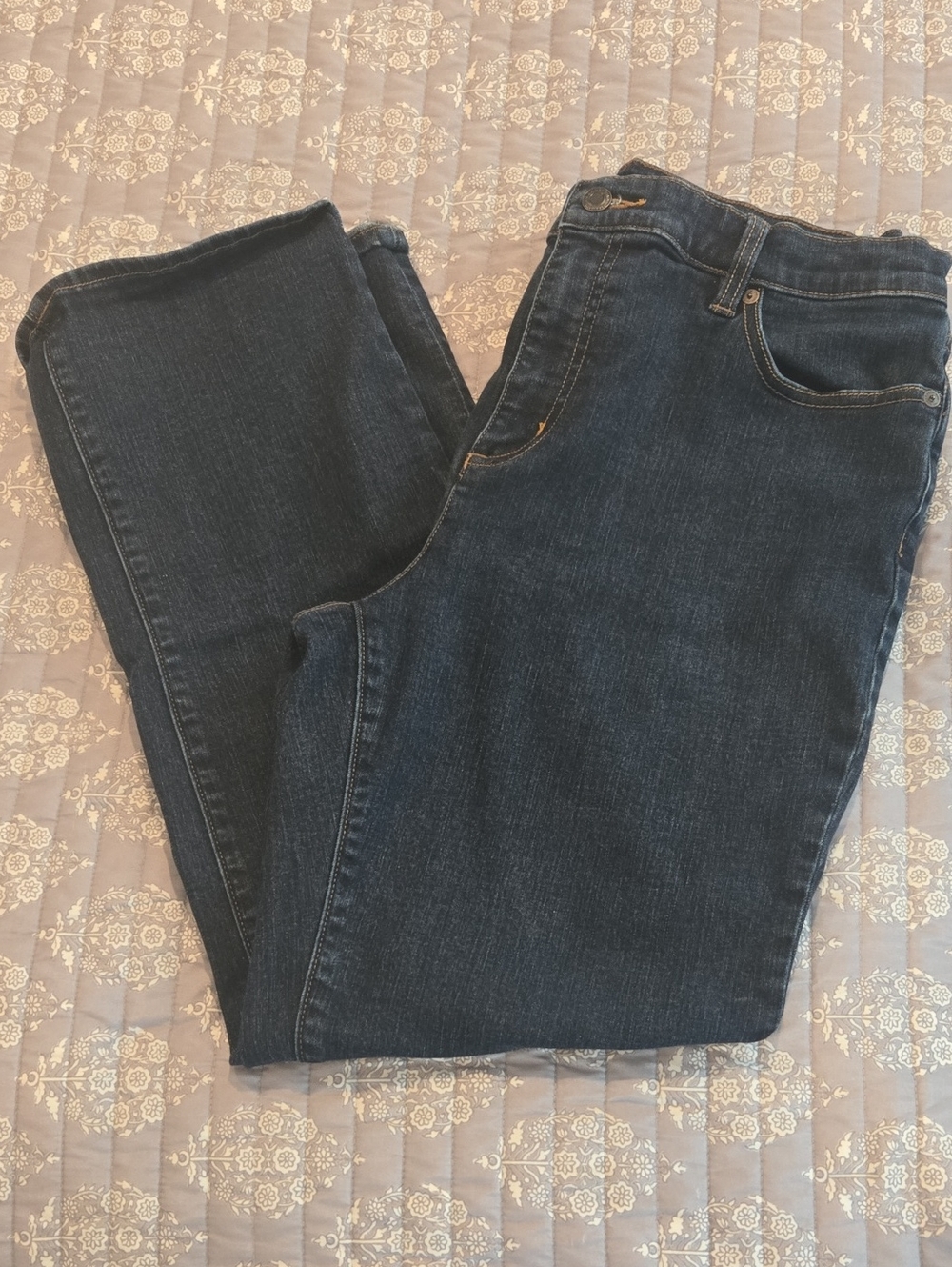 Lands' End Dark Blue Straight-Leg Jeans
